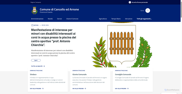 Security scan screenshot of https://comune.cancelloedarnone.ce.it/