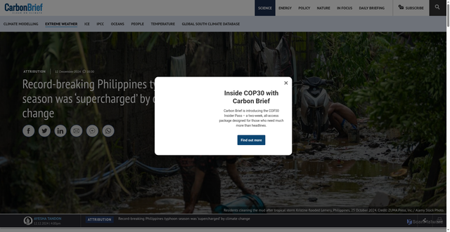 Security scan screenshot of https://www.carbonbrief.org/record-breaking-philippines-typhoon-season-was-supercharged-by-climate-change/