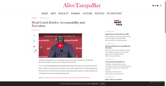 Security scan screenshot of https://alivetampabay.com/culture/head-coach-bowles-accountability-and-execution/