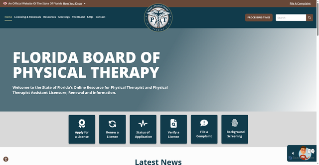 Security scan screenshot of https://floridasphysicaltherapy.gov/
