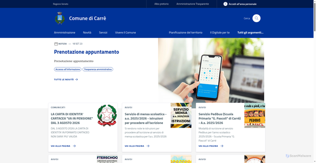 Security scan screenshot of https://www.comune.carre.vi.it/