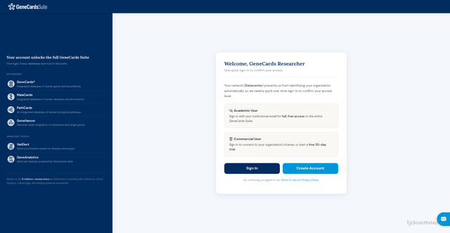 Security scan screenshot of https://genecards.org