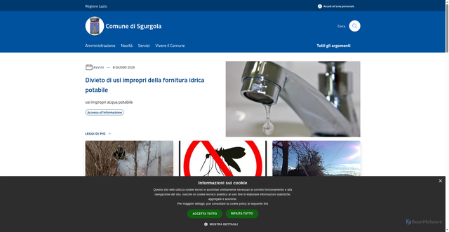 Security scan screenshot of https://www.comune.sgurgola.fr.it