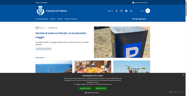 Security scan screenshot of https://www.comune.cabras.or.it