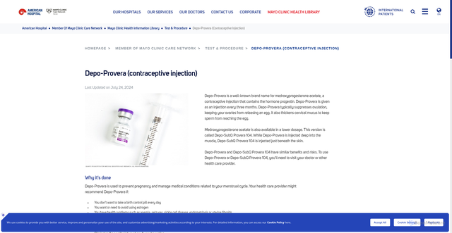 Security scan screenshot of https://www.amerikanhastanesi.org/mayo-clinic-care-network/mayo-clinic-health-information-library/test-procedure/depo-provera-contraceptive-injection