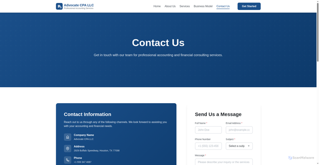 Security scan screenshot of https://dsa-7r0.pages.dev/contact.html