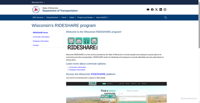 Security scan screenshot of https://wisconsindot.gov/Pages/travel/road/rideshare/default.aspx