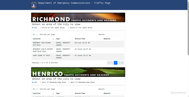 Security scan screenshot of https://apps.richmondgov.com/applications/trafficpage