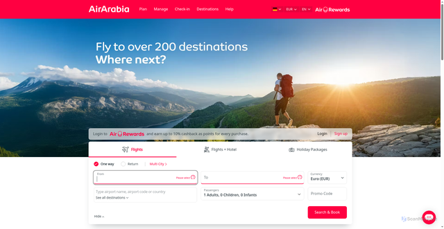 Security scan screenshot of https://reservations.airarabia.com