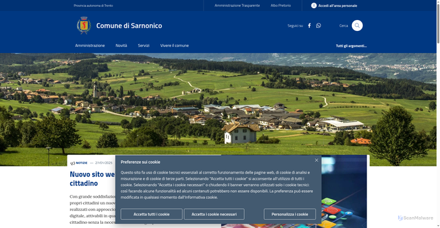 Security scan screenshot of https://www.comune.sarnonico.tn.it