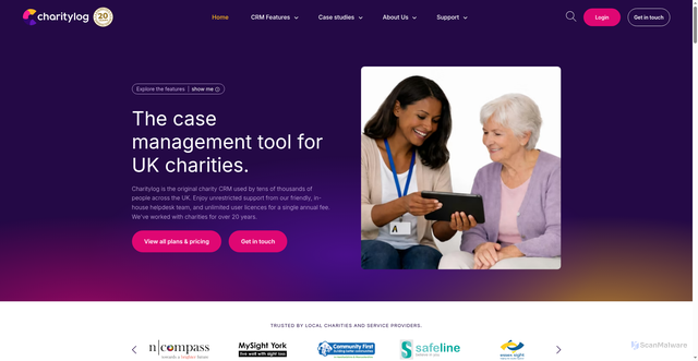 Security scan screenshot of https://charitylog.co.uk