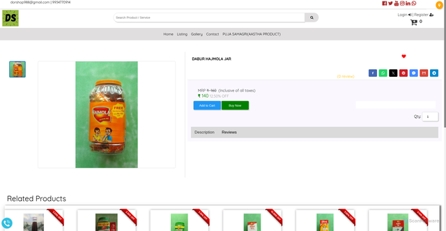 Security scan screenshot of https://dorshoponline.in/DABUR-HAJMOLA-JAR_700286