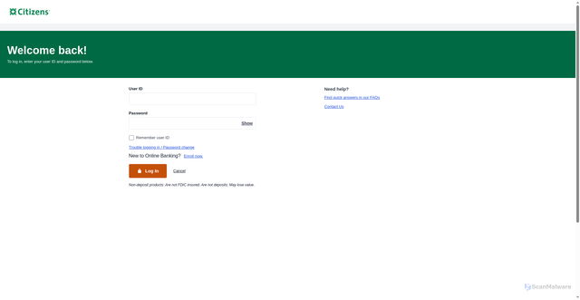 Security scan screenshot of https://accesscitizensbank.com/