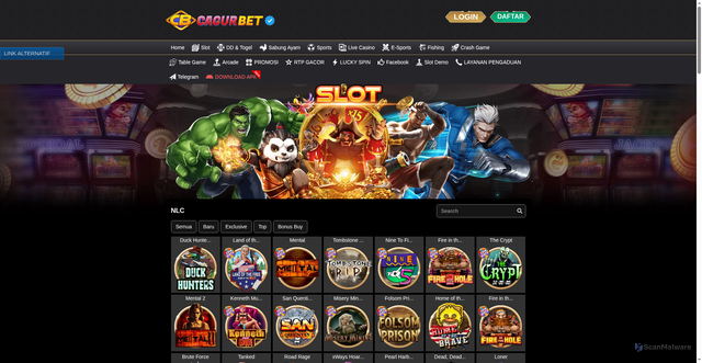 Security scan screenshot of https://cagurbetnatal.xyz/desktop/game/slot/nlc