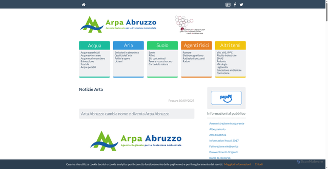 Security scan screenshot of https://www.artaabruzzo.it/