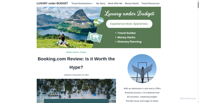 Security scan screenshot of https://luxuryunderbudget.com/is-booking-com-legit/
