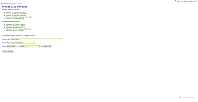 Security scan screenshot of https://www.wvdhhr.org/bcf/ece/cccenters/ecewvisearch.asp
