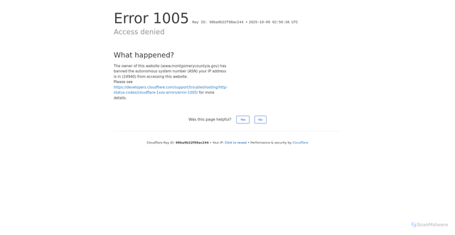 Security scan screenshot of https://www.montgomerycountyia.gov/
