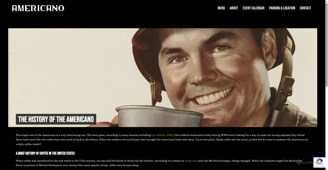 Security scan screenshot of https://www.americanolounge.com/the-history-of-the-americano/