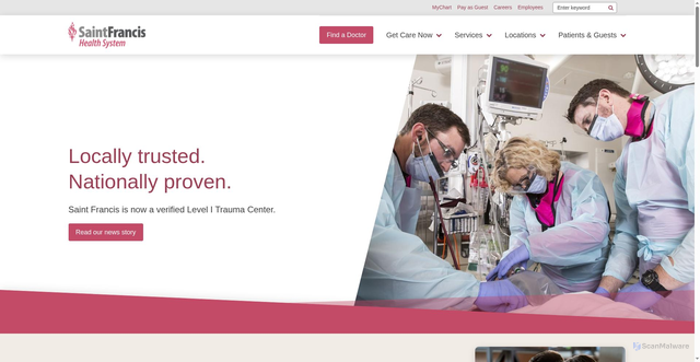 Security scan screenshot of https://www.saintfrancis.com