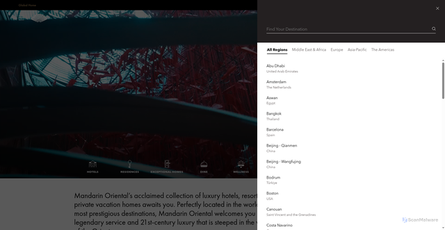 Security scan screenshot of https://www.mandarinoriental.com