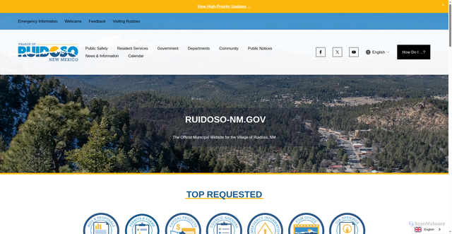 Security scan screenshot of https://www.ruidoso-nm.gov/