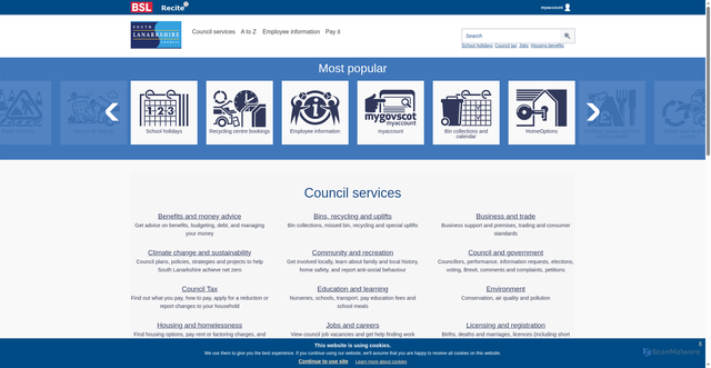 Security scan screenshot of https://www.southlanarkshire.gov.uk/