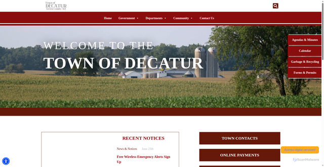 Security scan screenshot of https://townofdecaturwi.gov/