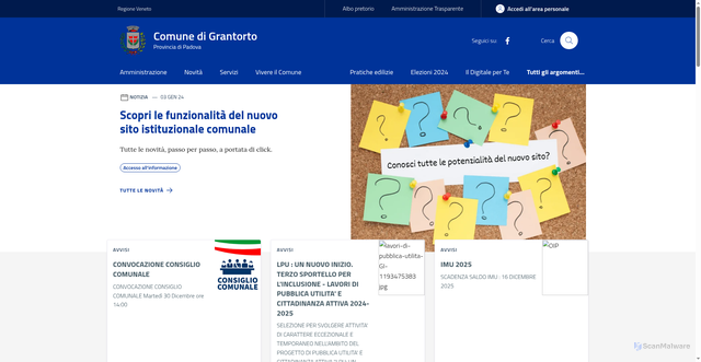 Security scan screenshot of https://www.comune.grantorto.pd.it/