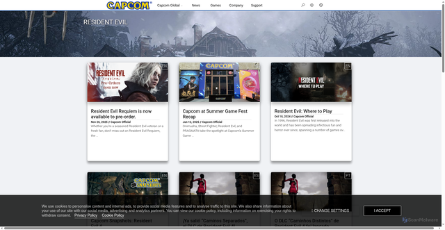 Security scan screenshot of https://news.capcomusa.com/resident-evil