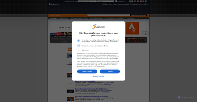 Security scan screenshot of https://www.afterdawn.com