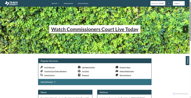 Security scan screenshot of https://www.traviscountytx.gov/