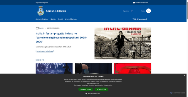 Security scan screenshot of https://www.comune.ischia.na.it/it