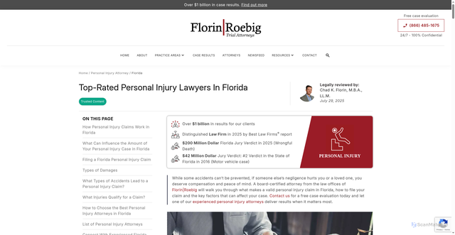 Security scan screenshot of https://florinroebig.com/personal-injury/florida/