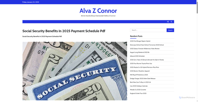 Security scan screenshot of https://alvazconnor.pages.dev/pamhw-social-security-benefits-in-2025-payment-schedule-pdf-ifgin/