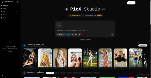 Security scan screenshot of https://picxstudio.com/