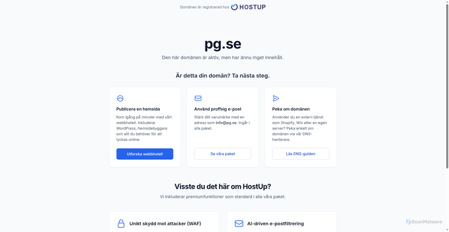 Security scan screenshot of https://pg.se