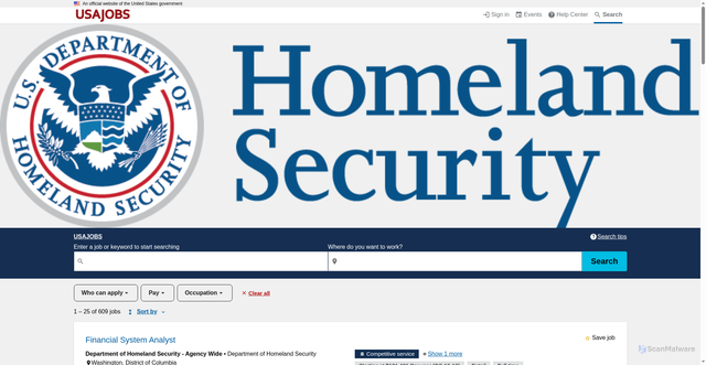 Security scan screenshot of https://dhs.usajobs.gov/