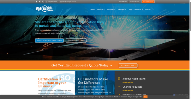 Security scan screenshot of https://www.sriregistrar.com/