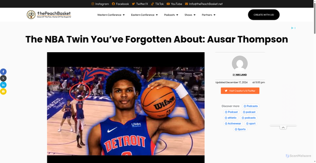 Security scan screenshot of https://thepeachbasket.net/the-nba-twin-youve-forgotten-ausar-thompson/