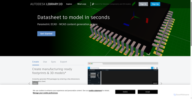 Security scan screenshot of https://library.io