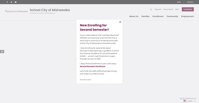 Security scan screenshot of https://www.mishawakaschools.com/