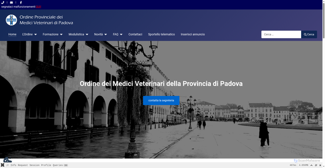 Security scan screenshot of https://www.ordinevetpd.it/