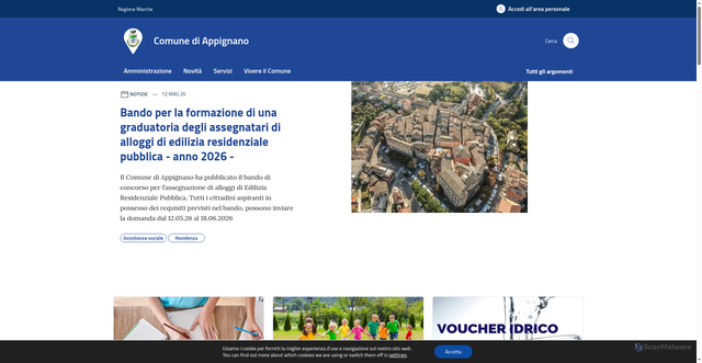Security scan screenshot of https://www.comune.appignano.mc.it
