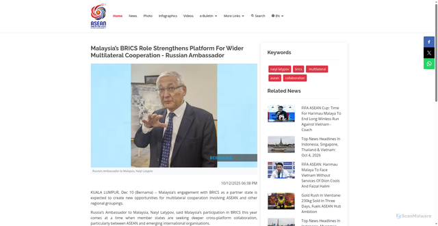 Security scan screenshot of https://asean.bernama.com/news.php?id=2501004