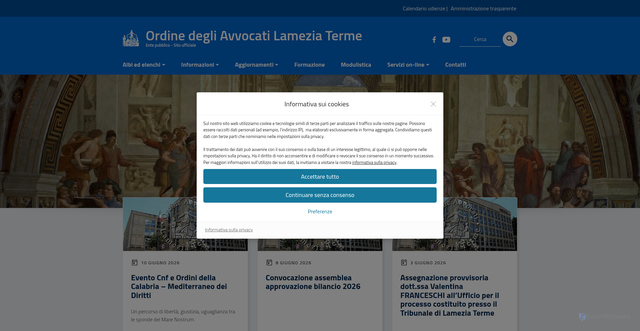 Security scan screenshot of https://www.ordineavvocatilamezia.it
