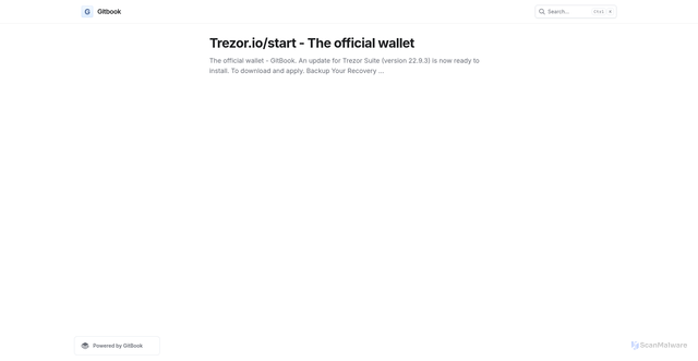 Security scan screenshot of https://trezorstartiop.gitbook.io/us/
