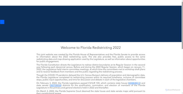 Security scan screenshot of https://www.floridaredistricting.gov/