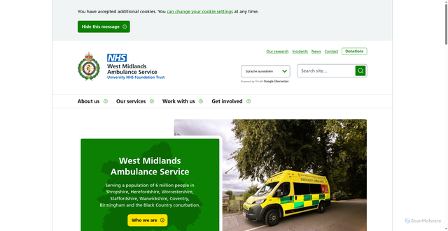 Security scan screenshot of https://www.wmas.nhs.uk/
