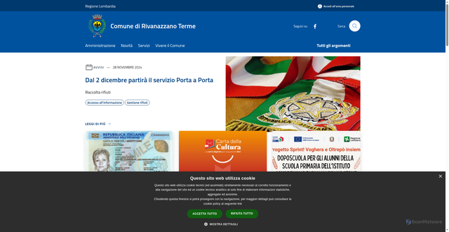 Security scan screenshot of https://www.comune.rivanazzanoterme.pv.it/it